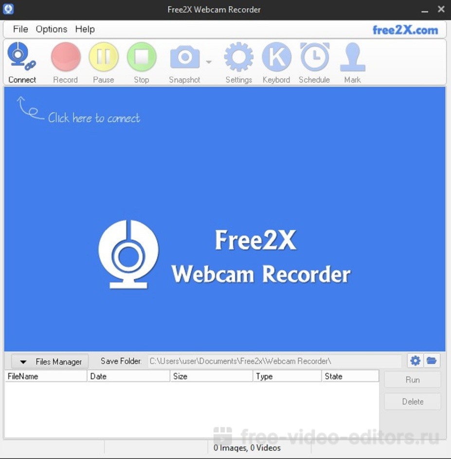Интерфейс Free2X Webcam Recorder