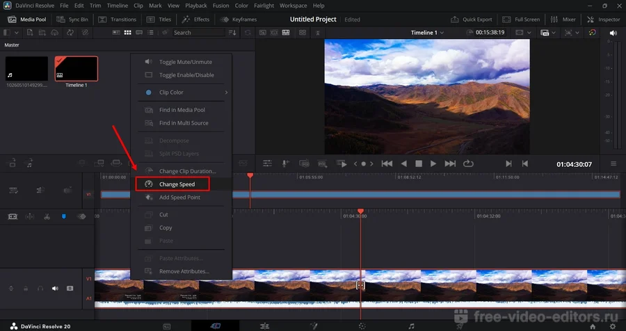 Интерфейс программы DaVinci Resolve