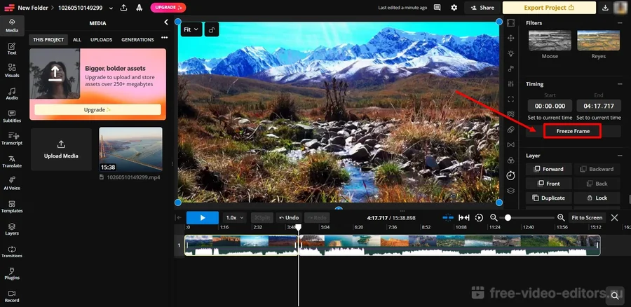 Интерфейс программы Kapwing
