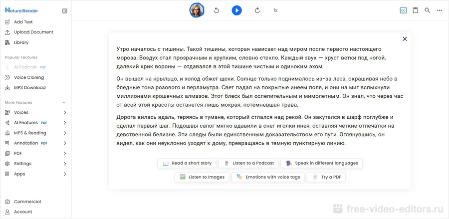 Интерфейс программы NaturalReader