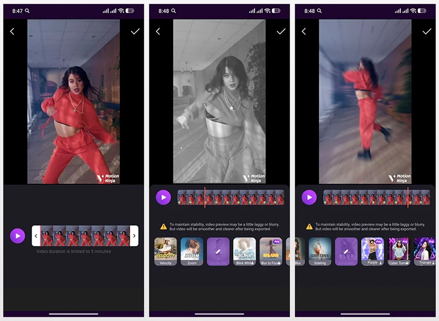 интерфейс Motion Ninja